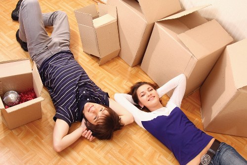 Packed boxes and furniture ready for removals in Shepherds Bush
